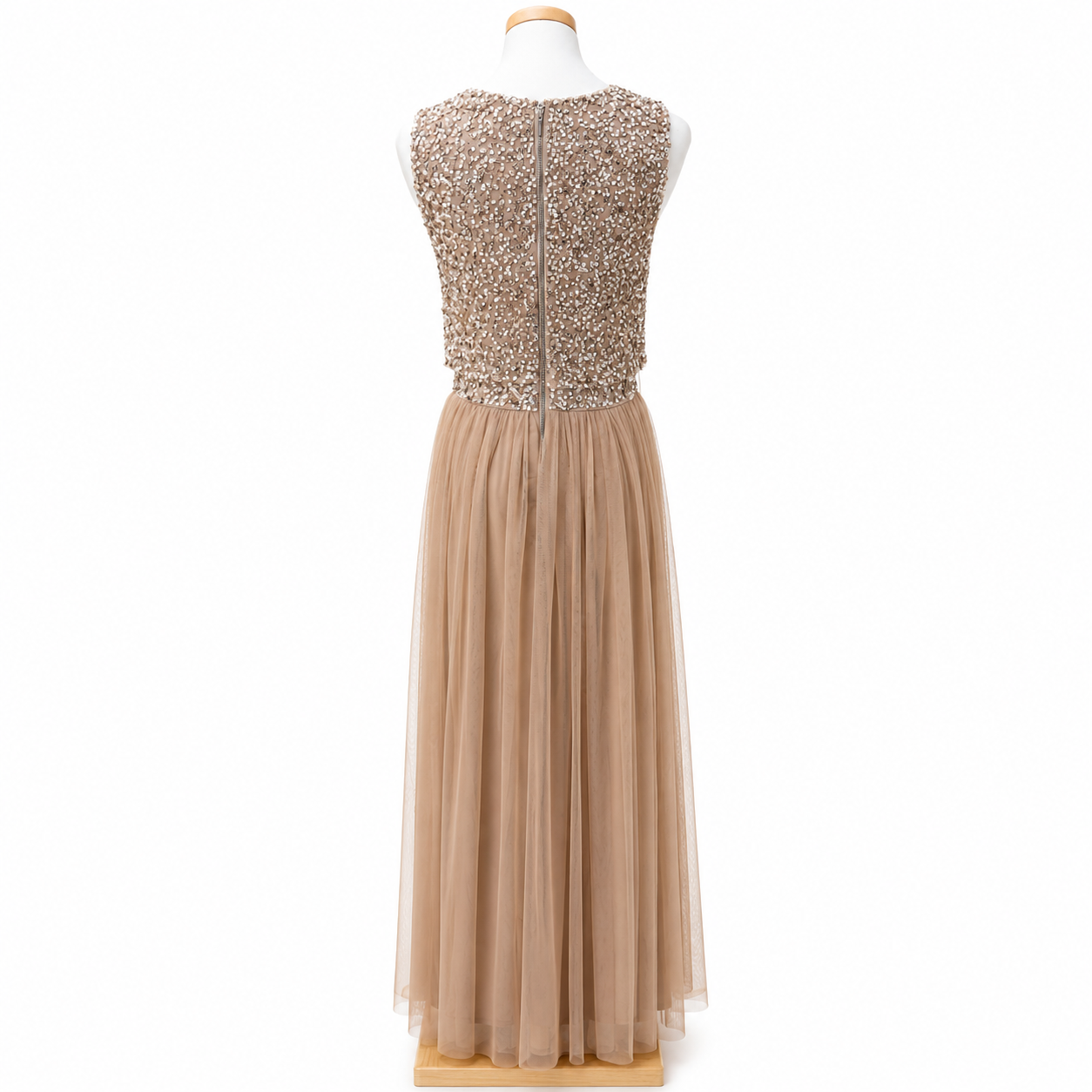 Maya Deluxe Embellished Tulle Maxi Dress Size UK 8