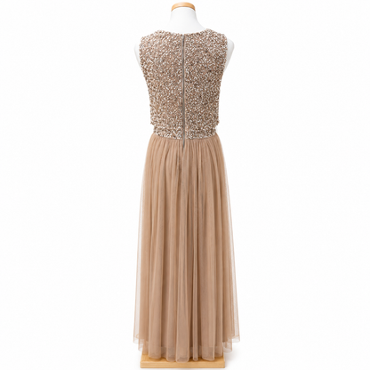 Maya Deluxe Embellished Tulle Maxi Dress Size UK 8