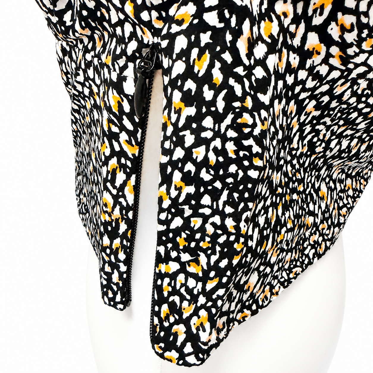 Topshop Abstract Animal Print Puff Sleeve Crop Top UK 10 100% Cotton