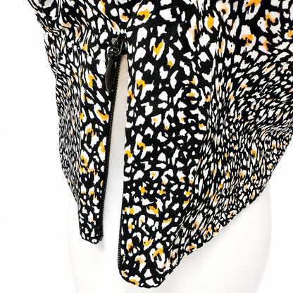 Topshop Abstract Animal Print Puff Sleeve Crop Top UK 10 100% Cotton
