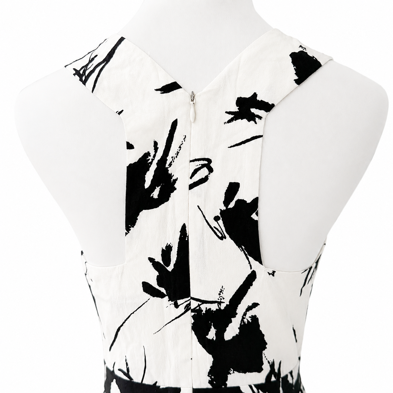 Zara Basic Black & White Floral Fit & Flare Dress Size S