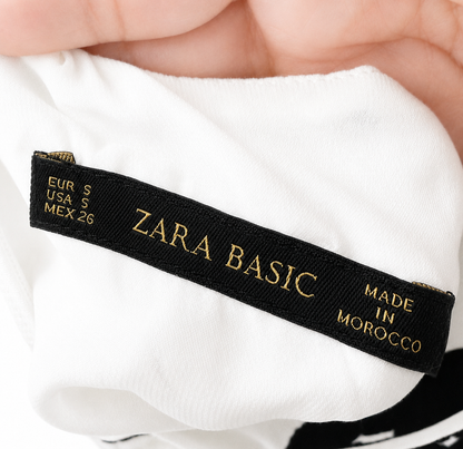 Zara Basic Black & White Floral Fit & Flare Dress Size S