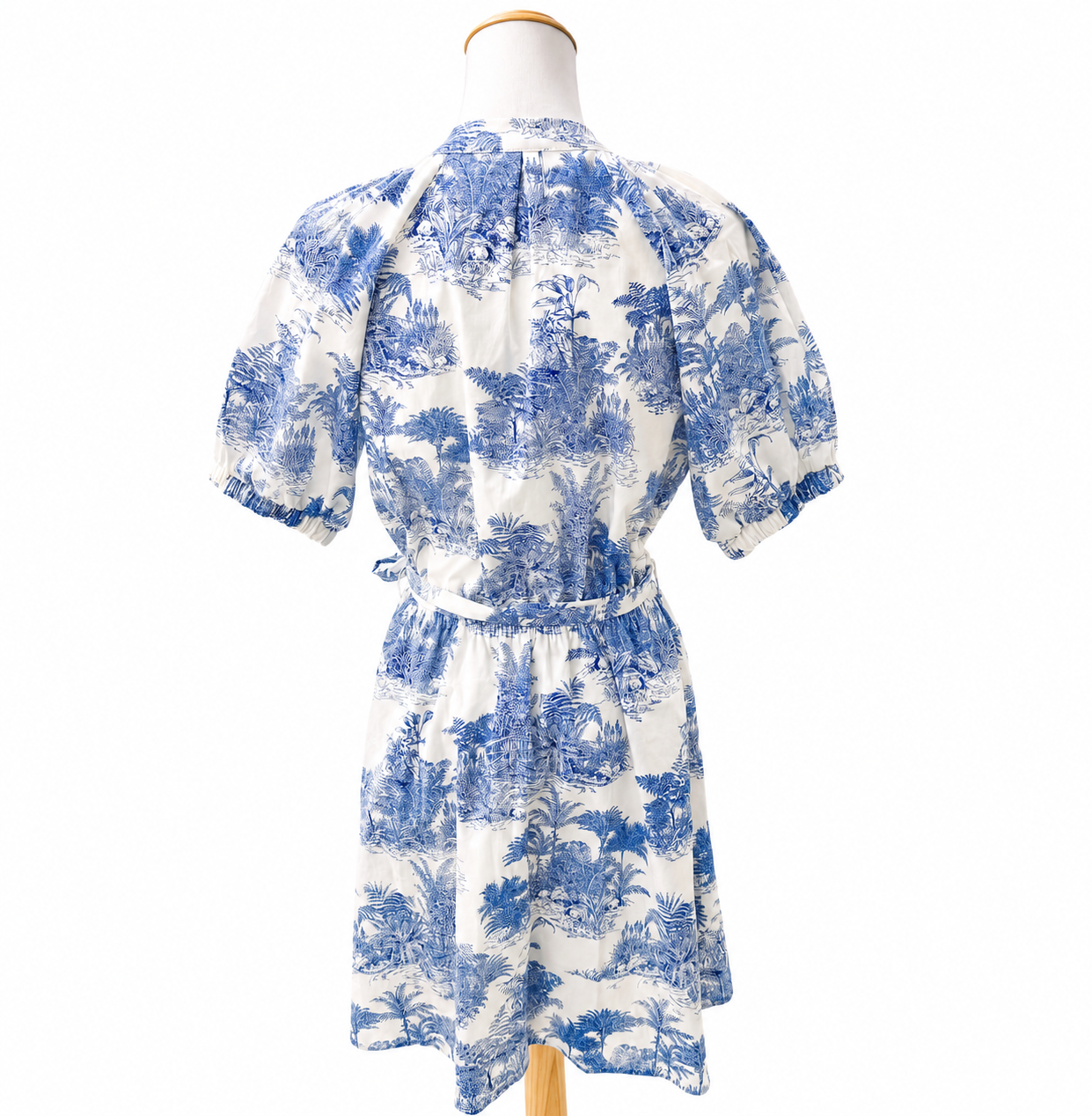 Dotti Blue Toile Print Tie-Waist Mini Dress Size 10