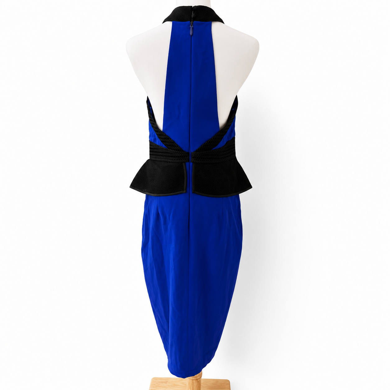 CATALOG Cobalt Blue & Black Halter Peplum Dress Size 14