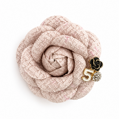 Luxury Tweed Camellia Flower Brooch Pin