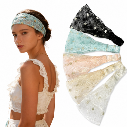 Embroidered Lace Floral Headband Collection Bundle – Set of 5