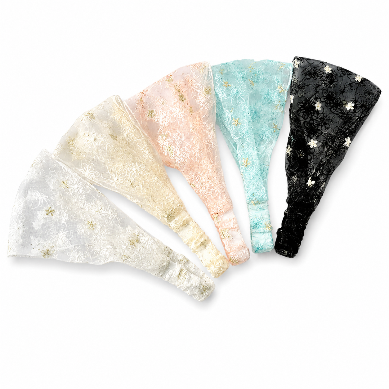 Embroidered Lace Floral Headband Collection Bundle – Set of 5
