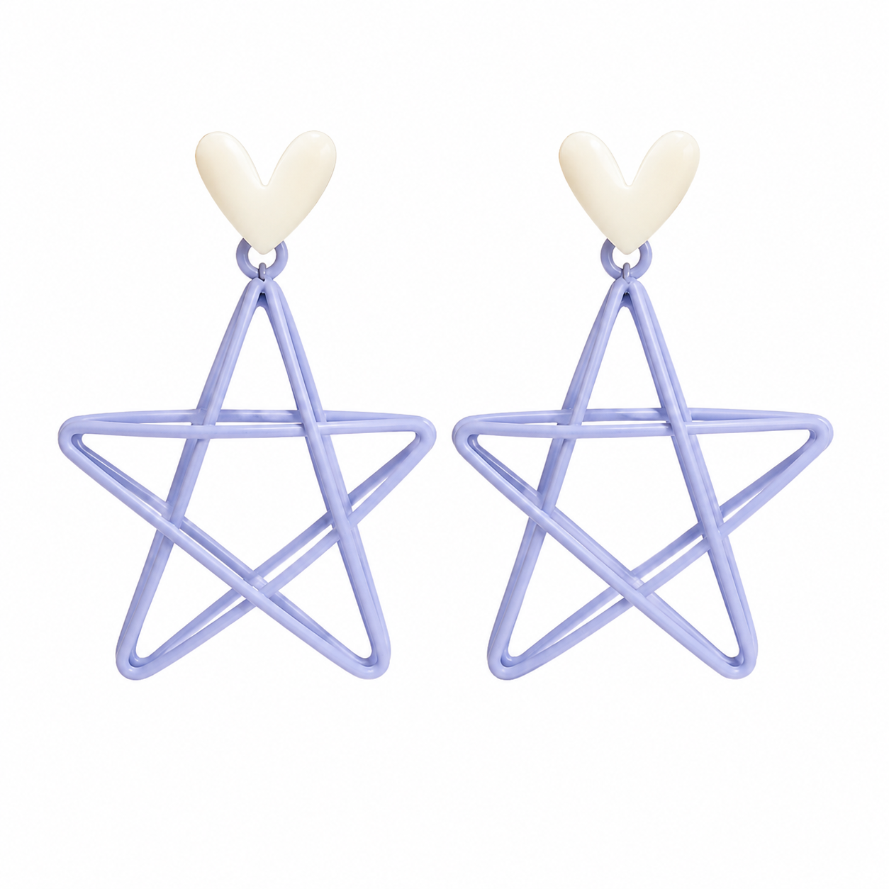 Pastel Star Heart Drop Earrings