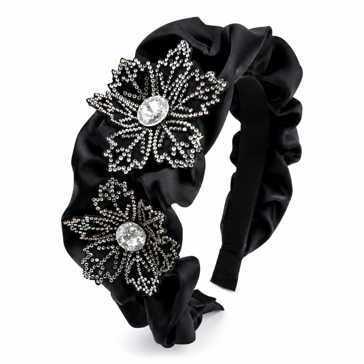 Luxury Satin Floral Rhinestone Headband Collection Bundle – Set of 4