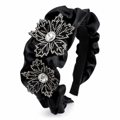 Luxury Satin Floral Rhinestone Headband Collection Bundle – Set of 4