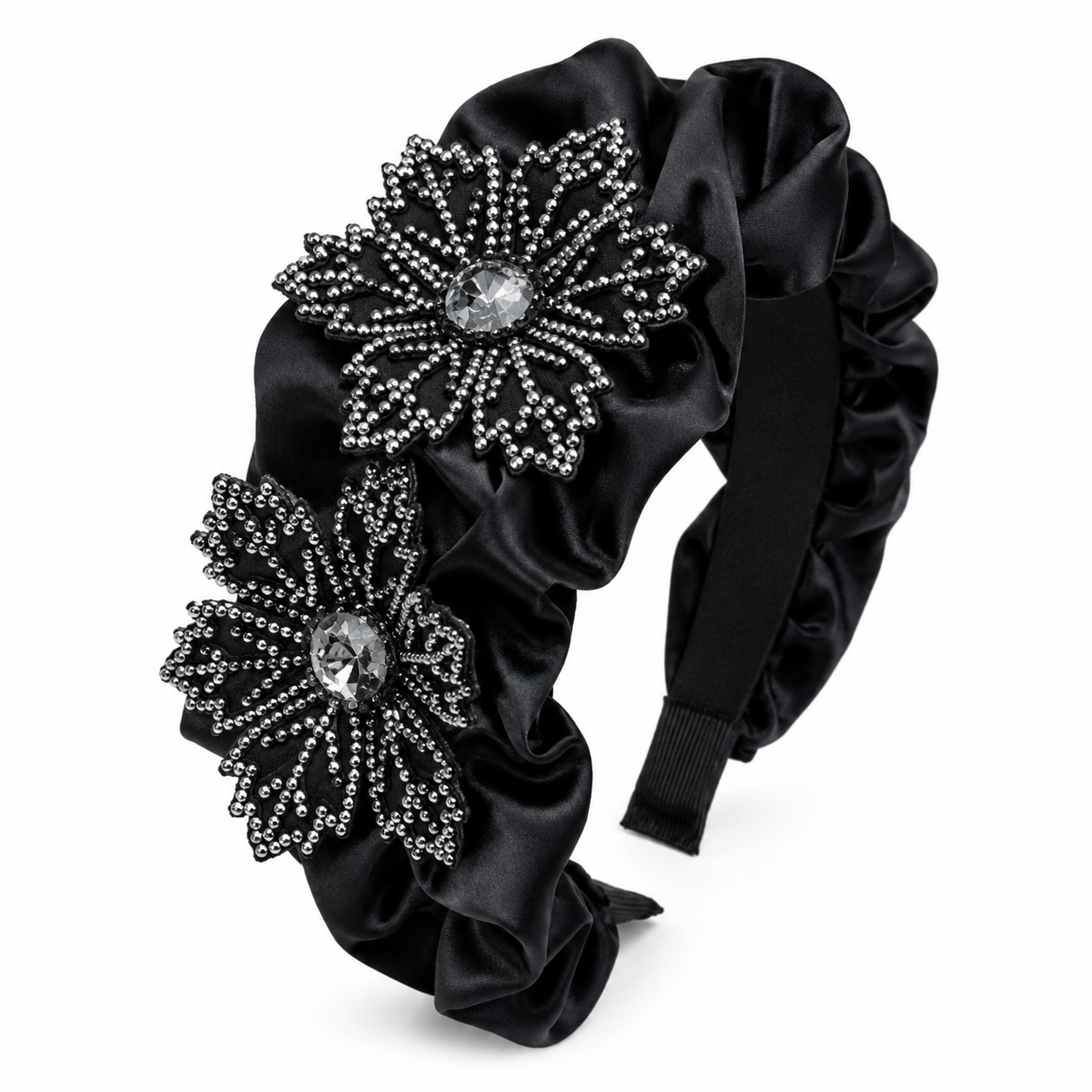Luxury Satin Floral Rhinestone Headband Collection Bundle – Set of 4