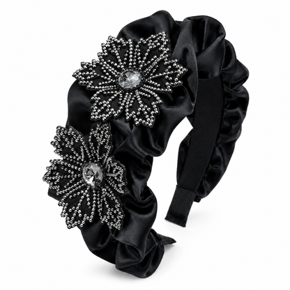 Luxury Satin Floral Rhinestone Headband Collection Bundle – Set of 4