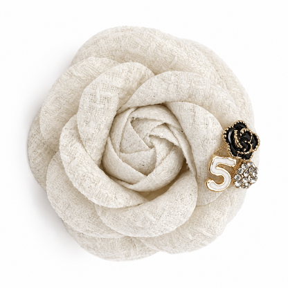 Luxury Tweed Camellia Flower Brooch Pin