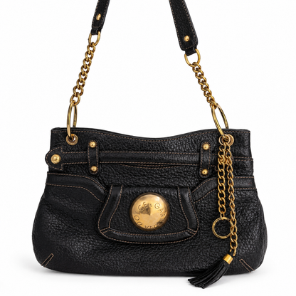 Pre-loved Dolce & Gabbana Black Pebbled Leather Shoulder Bag