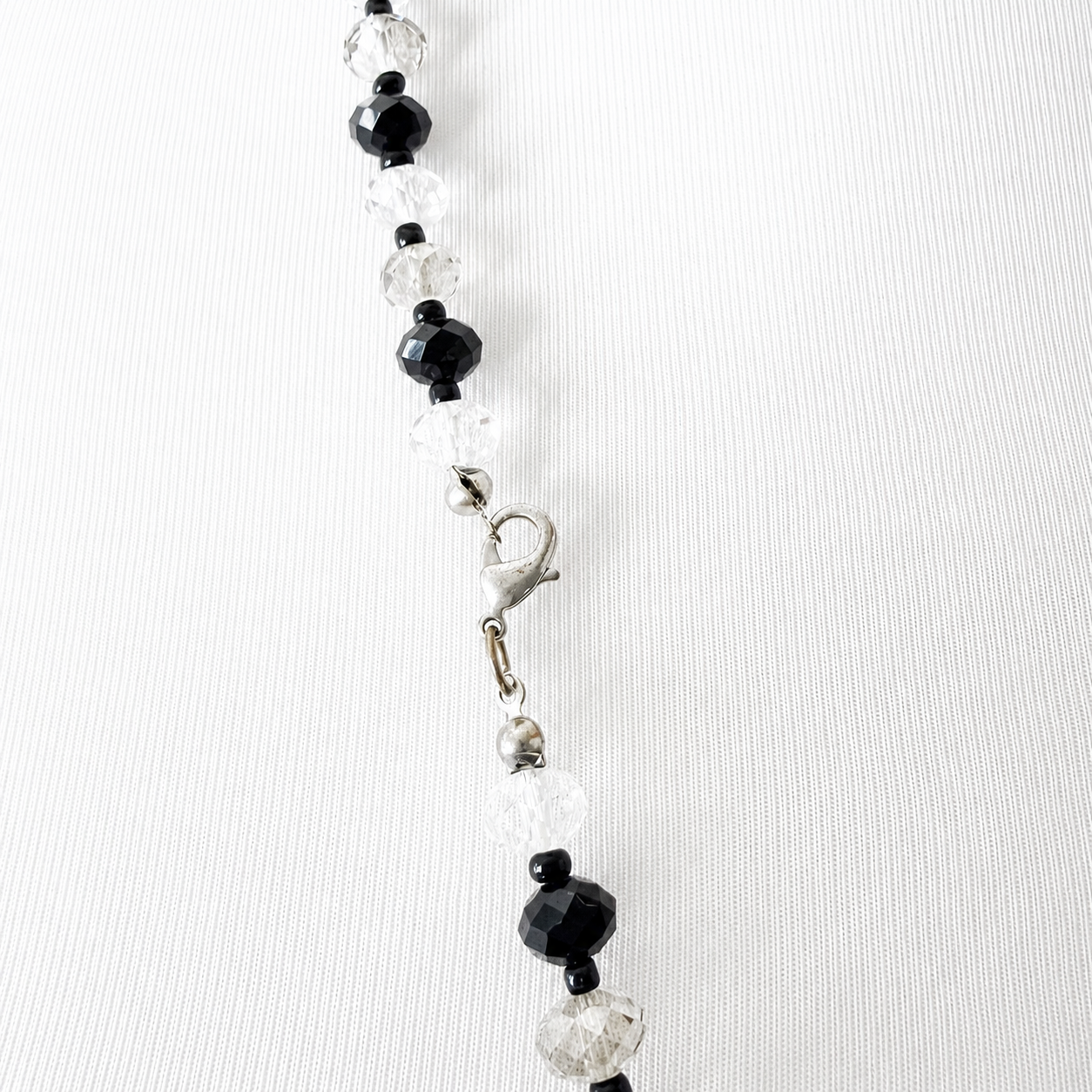 Black & Clear Faceted Beaded Statement Necklace Pre-Loved
