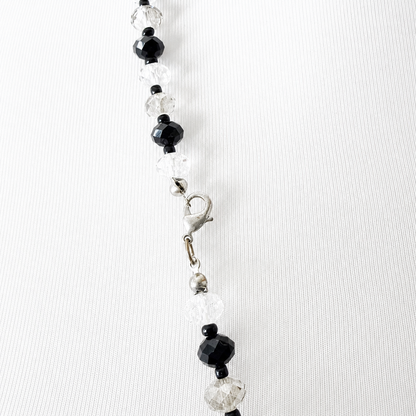 Black & Clear Faceted Beaded Statement Necklace Pre-Loved