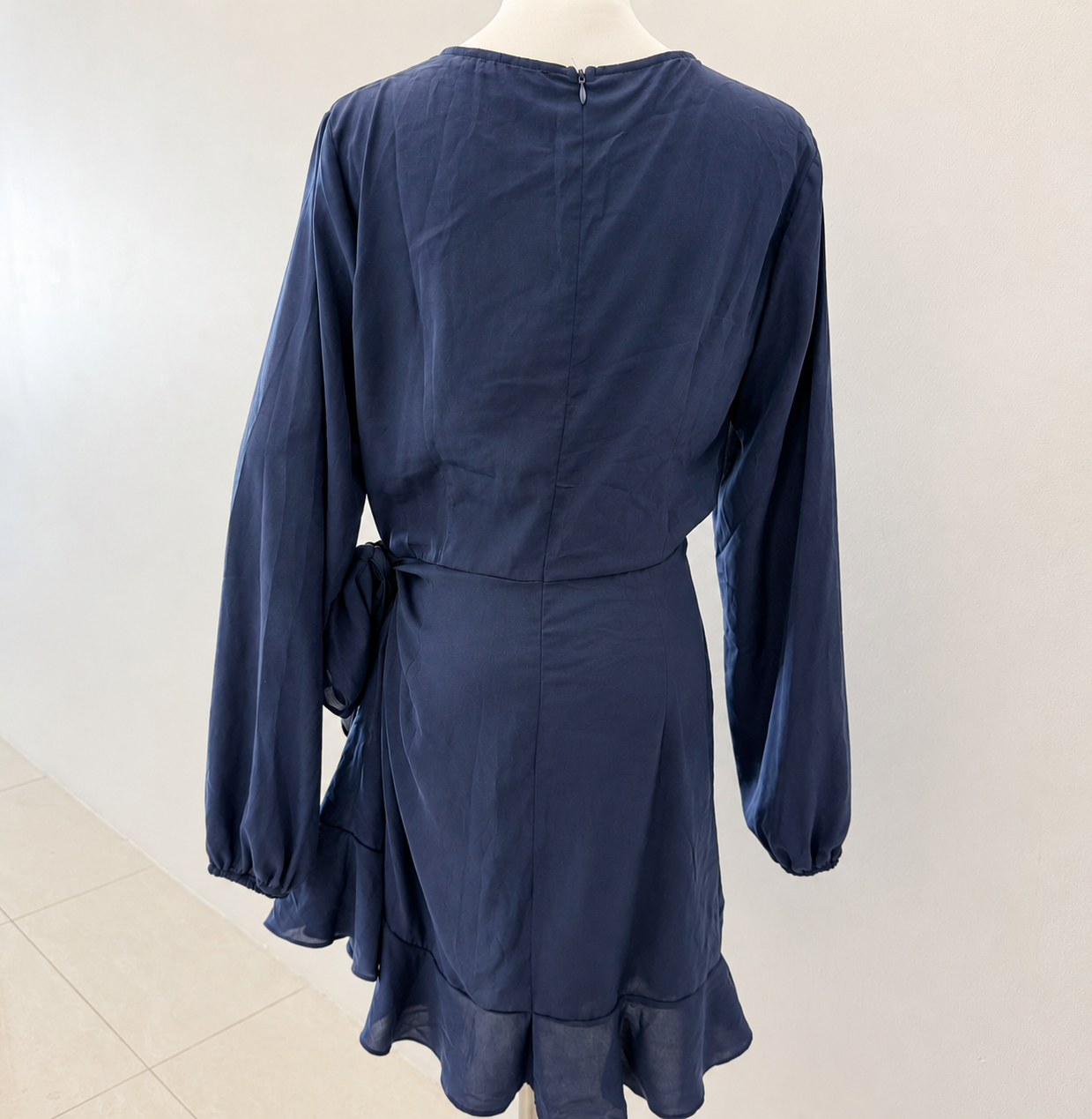 Atmos & Here Navy Long Sleeve Wrap Mini Dress Size 14 Pre-Loved
