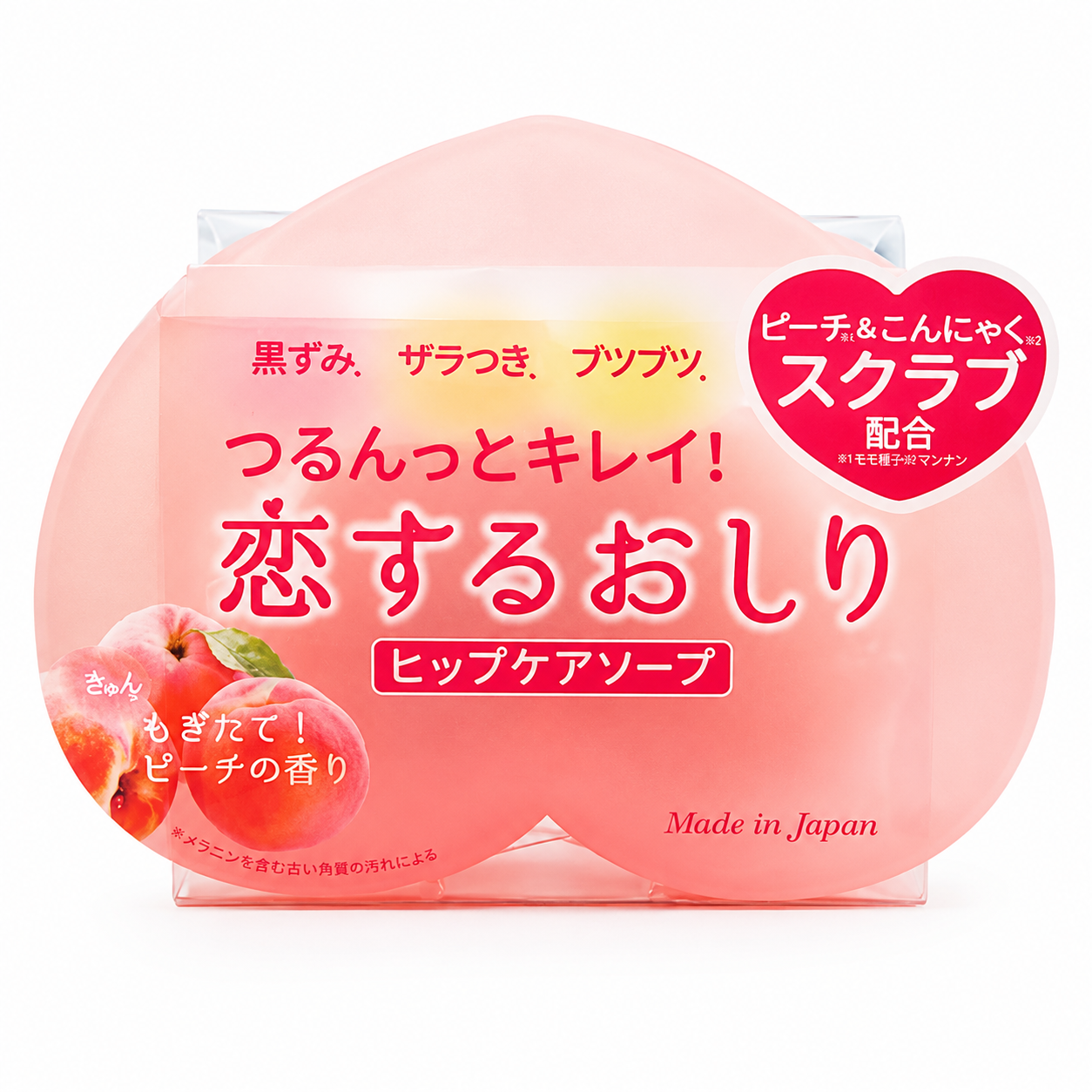 PELICAN Koisuru Oshiri Hip Care Soap Peach Scrub Bar 80g