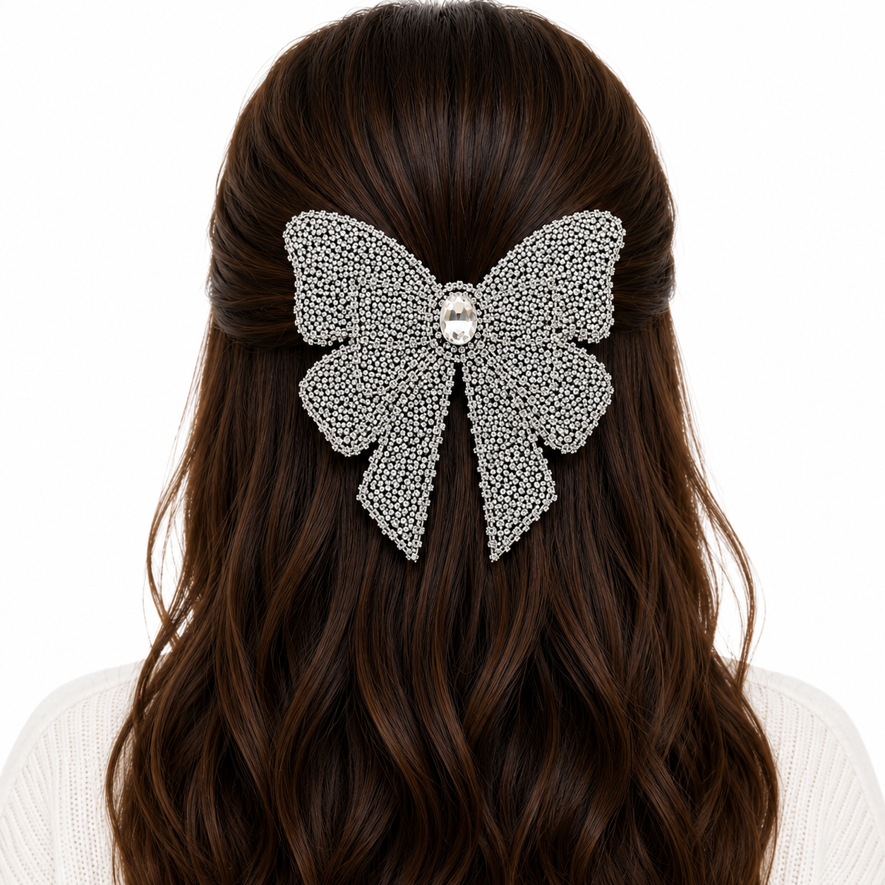 Diamond Bow Hair Clip 12cm