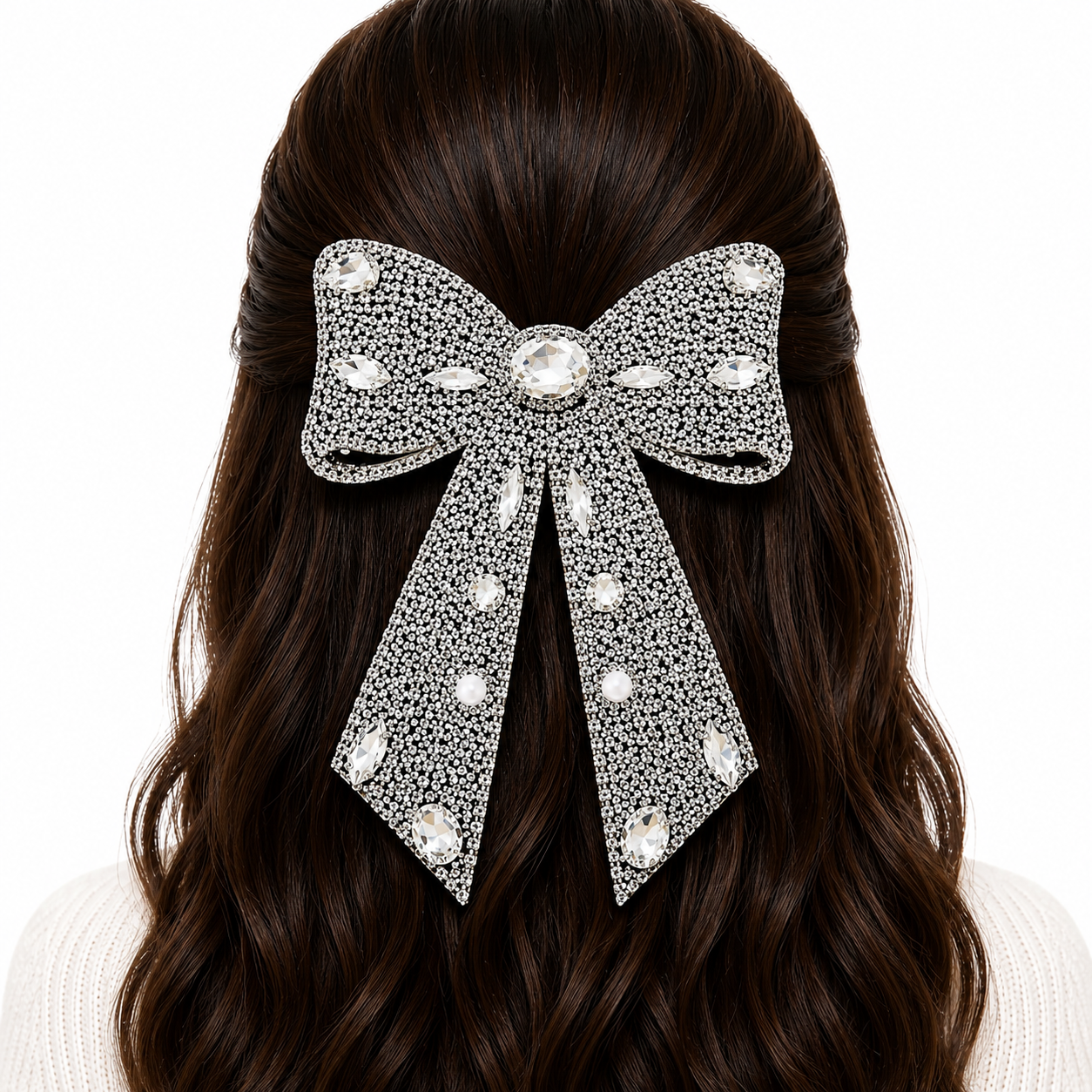Diamond Bow Hair Clip 11.5cm
