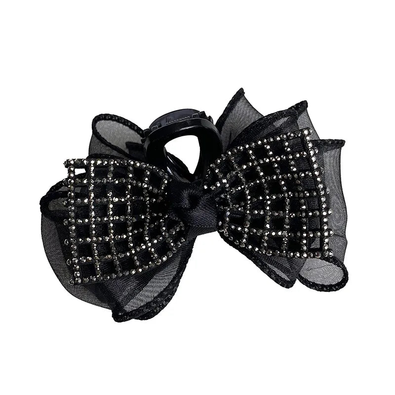 Elegant Rhinestone Bow Small Hair Claw Clip