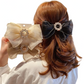 Bow Knot Organza Inlay Rhinestones Hair Clip