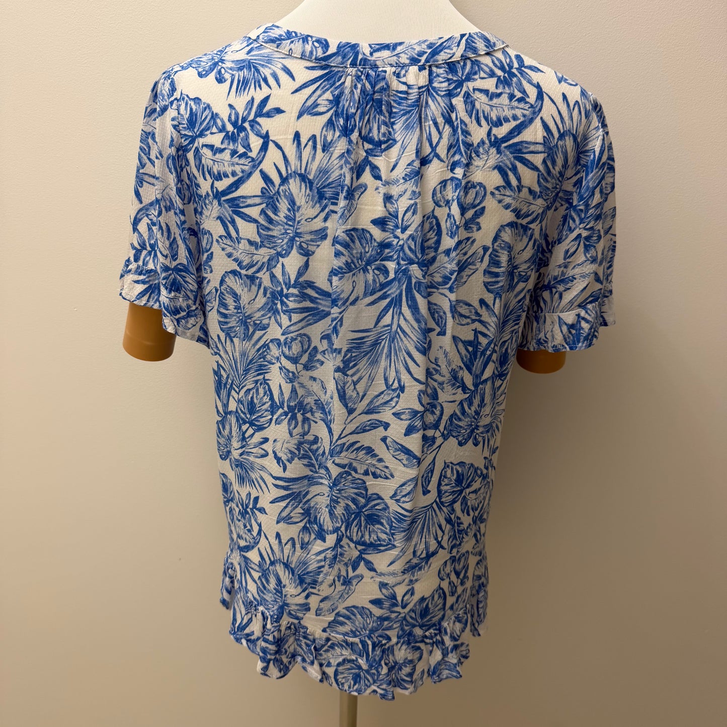 Jeanswest Blue Tropical Floral Blouse Size AU 10 Pre-Loved