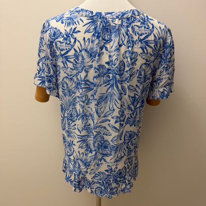 Jeanswest Blue Tropical Floral Blouse Size AU 10 Pre-Loved
