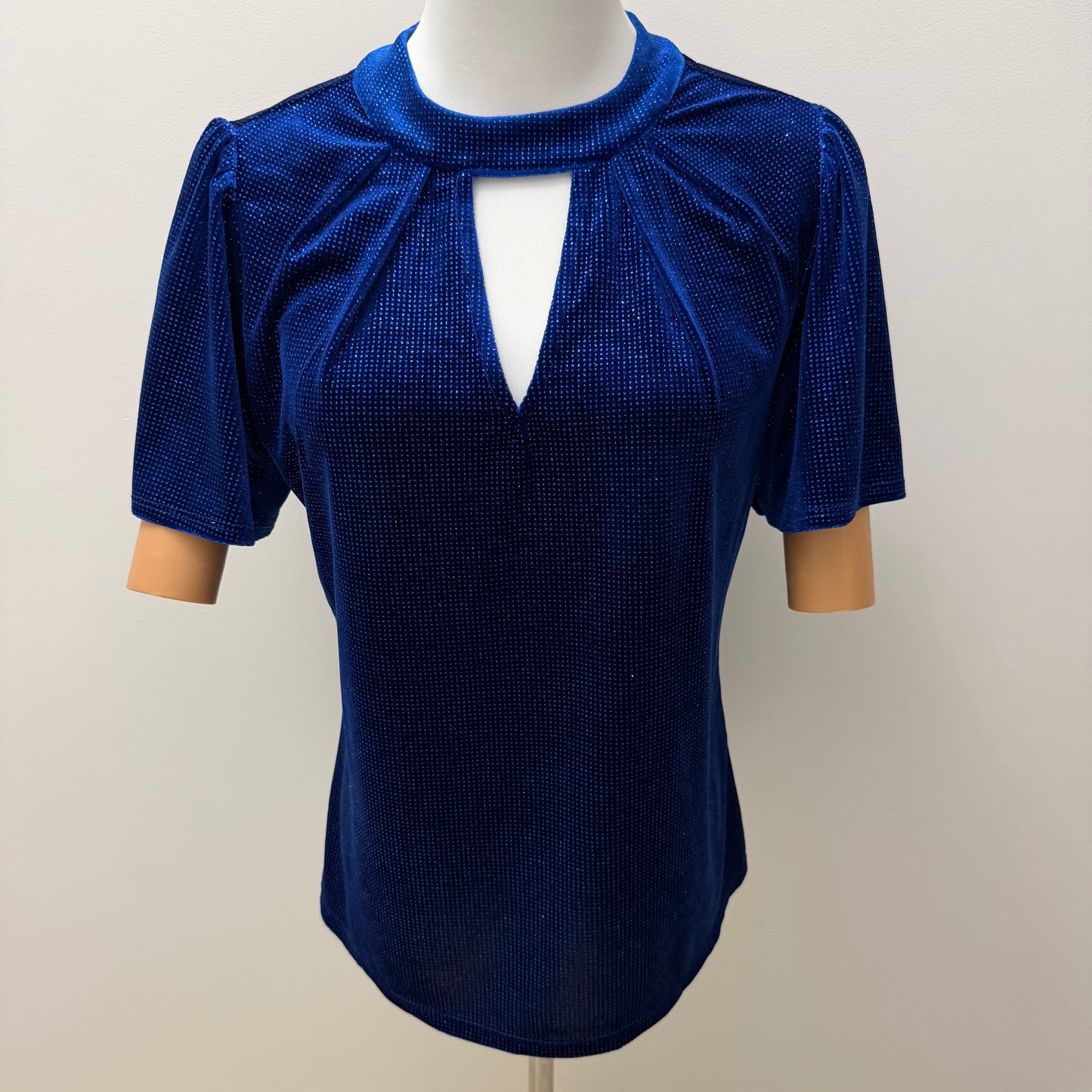 M&Co Cobalt Blue Glitter Keyhole Top Size UK 10 Pre-Loved