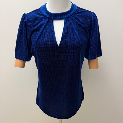 M&Co Cobalt Blue Glitter Keyhole Top Size UK 10 Pre-Loved