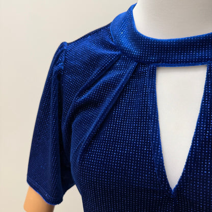M&Co Cobalt Blue Glitter Keyhole Top Size UK 10 Pre-Loved