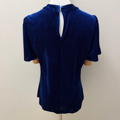 M&Co Cobalt Blue Glitter Keyhole Top Size UK 10 Pre-Loved