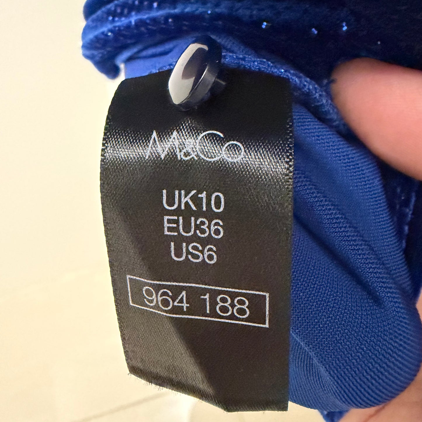 M&Co Cobalt Blue Glitter Keyhole Top Size UK 10 Pre-Loved