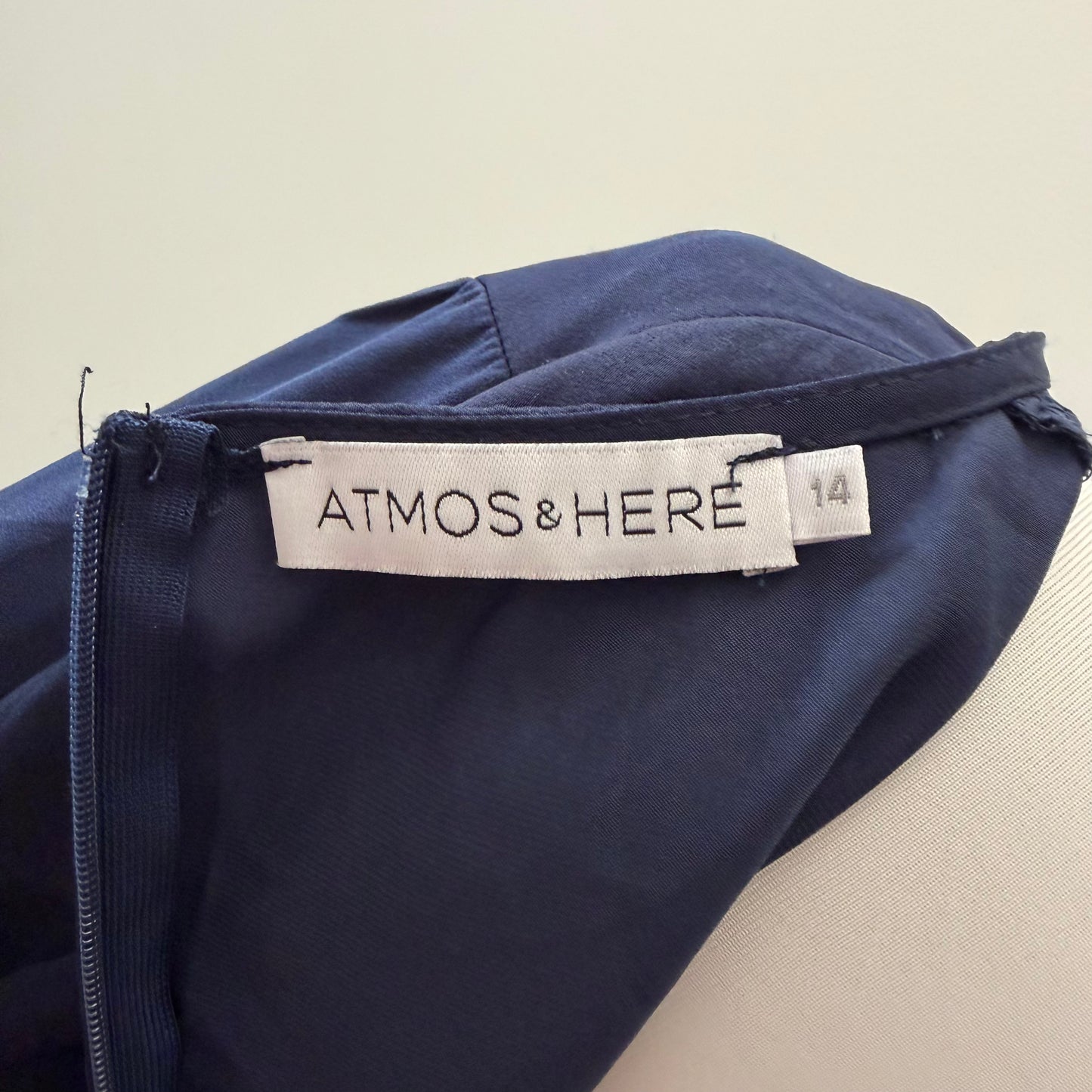 Atmos & Here Navy Long Sleeve Wrap Mini Dress Size 14 Pre-Loved