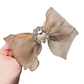 Bow Knot Organza Inlay Rhinestones Hair Clip
