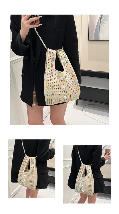 Beaded Crochet Shoulder Bag