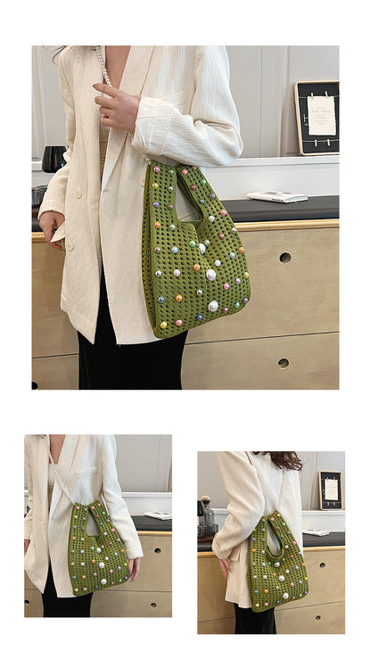 Beaded Crochet Shoulder Bag