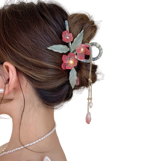 Flower Tassel Hair Claw