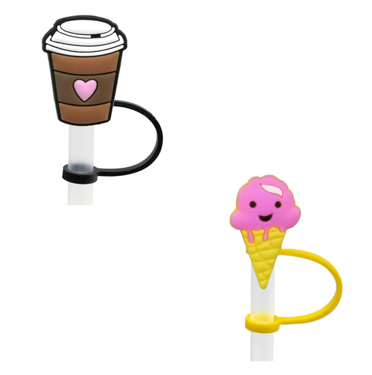 Cute Cartoon Silica Gel Straw Decorative Cap