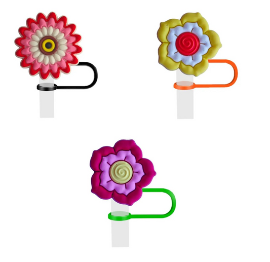 Cute Flower PVC Straw Decorative Cap