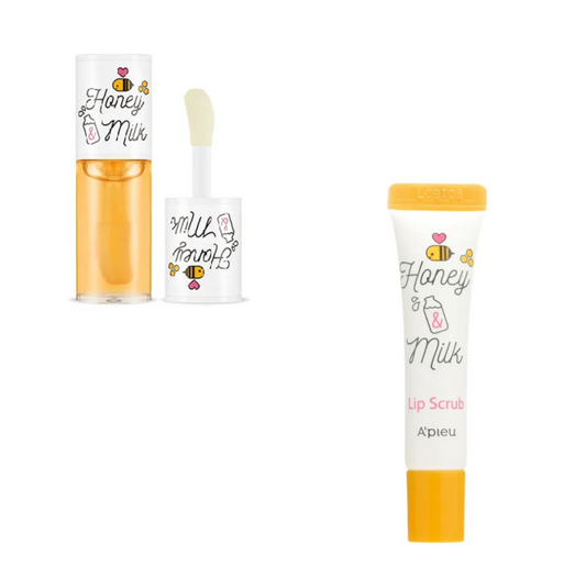 A'PIEU Honey & Milk Lip Duo – Scrub + Oil Bundle (Save $3)