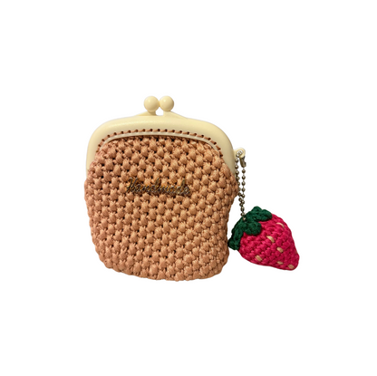 Handmade Knit Coin Purse with Charm