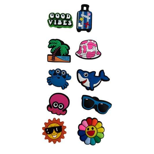 Travel Vibes 10pcs Shoe Charms