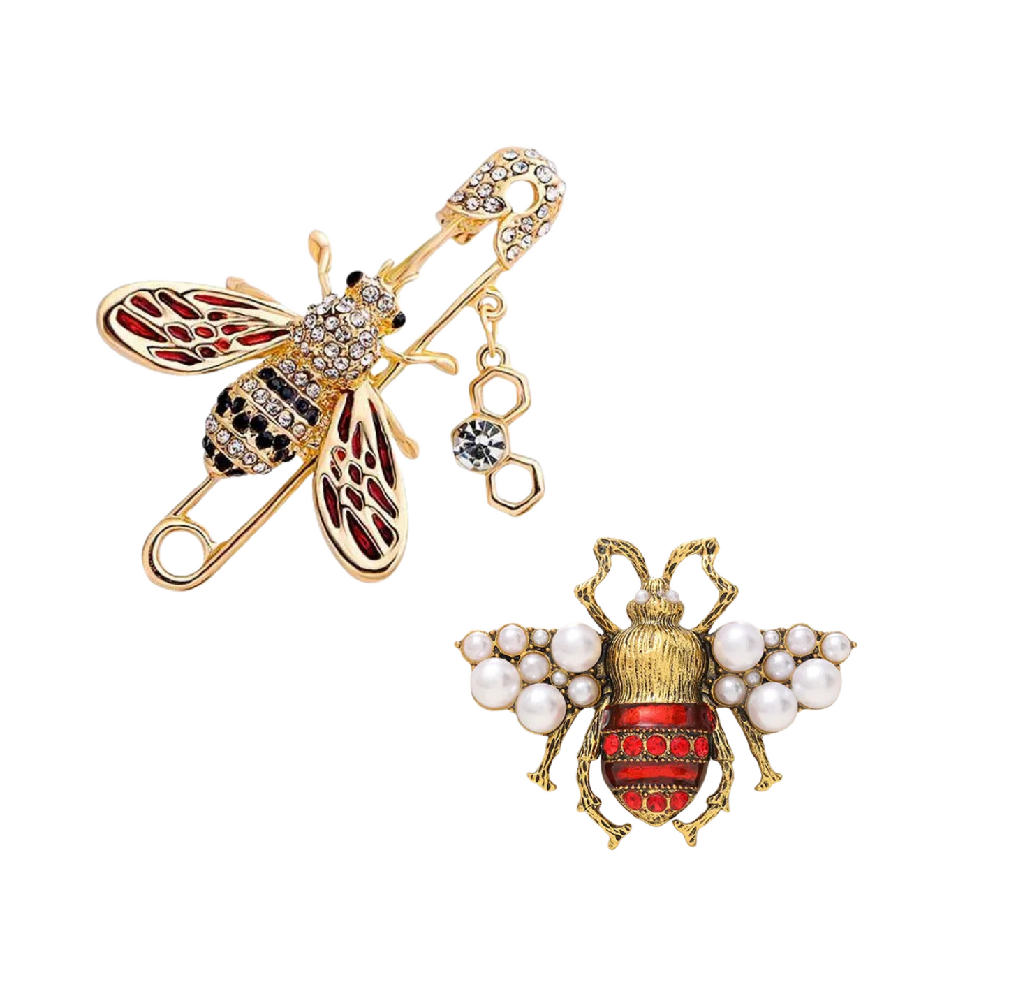 Vintage Bee Rhinestone Brooch & Pendant Set