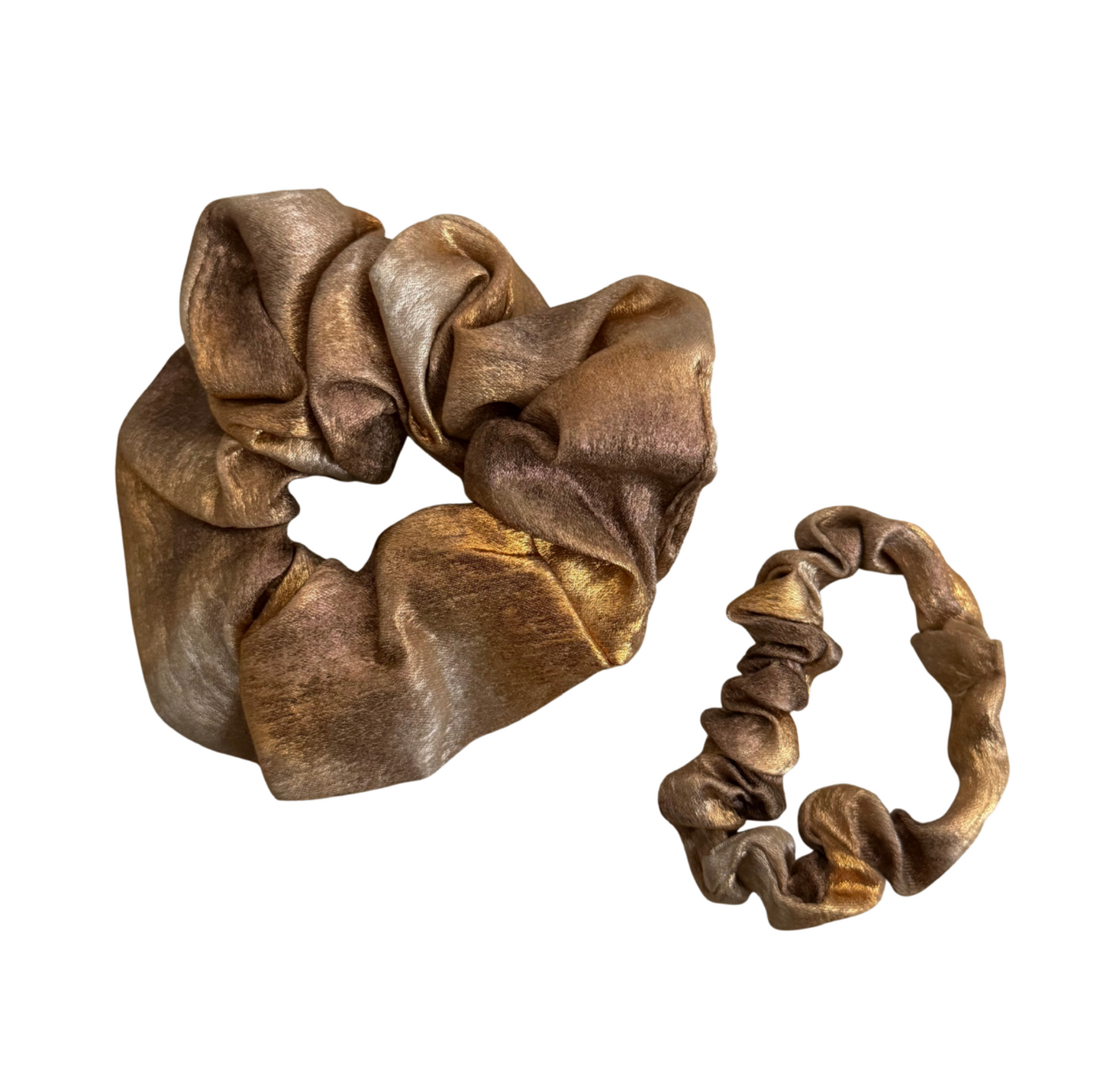 Gold Satin Scrunchie Set