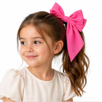 Pink Statement Ribbon Bow Clip