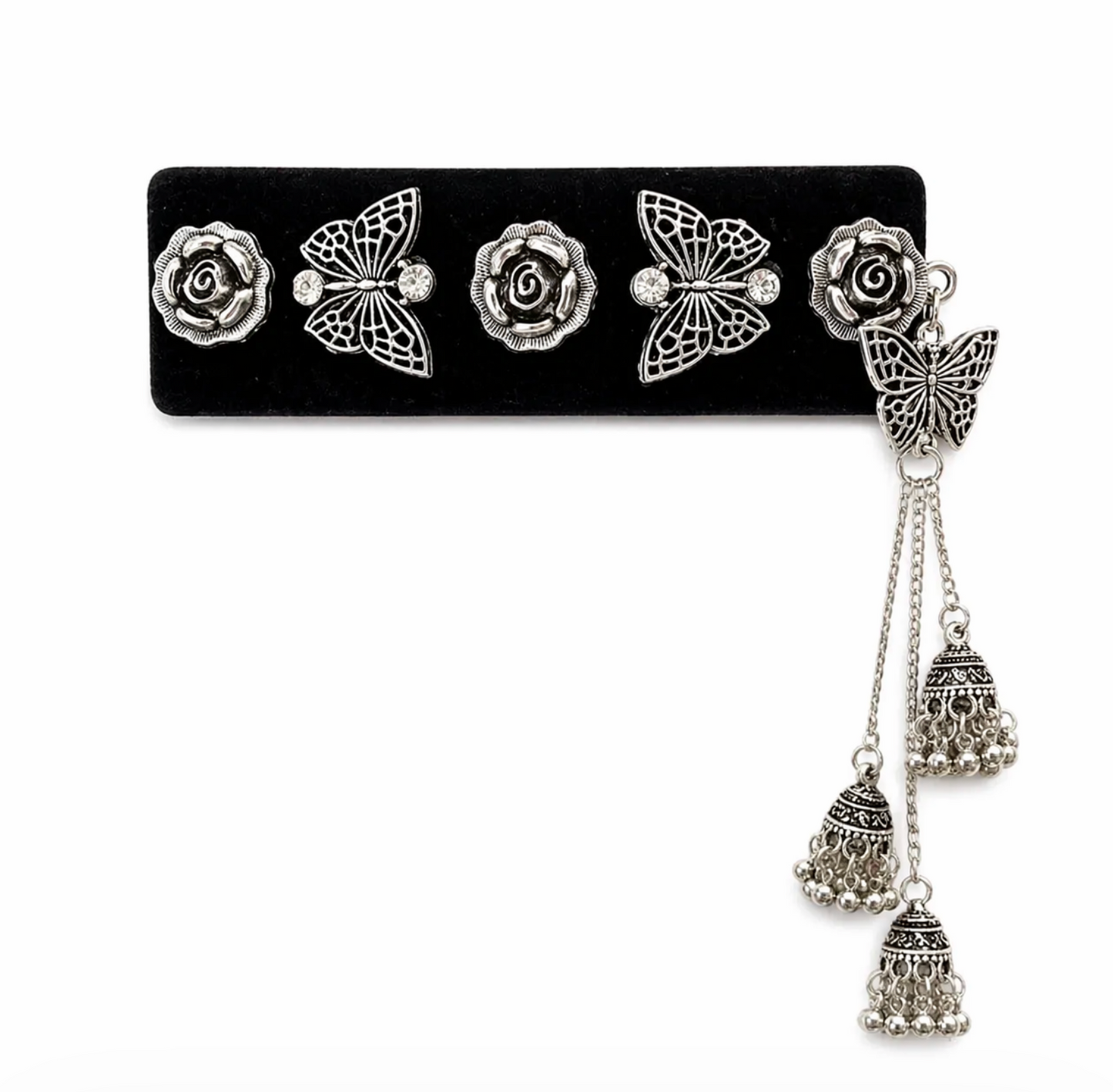 Butterfly & Rose Chain Hair Clip