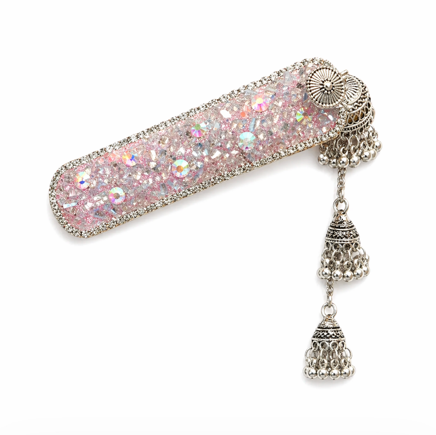 Pink Crystal Tassel Hair Clip