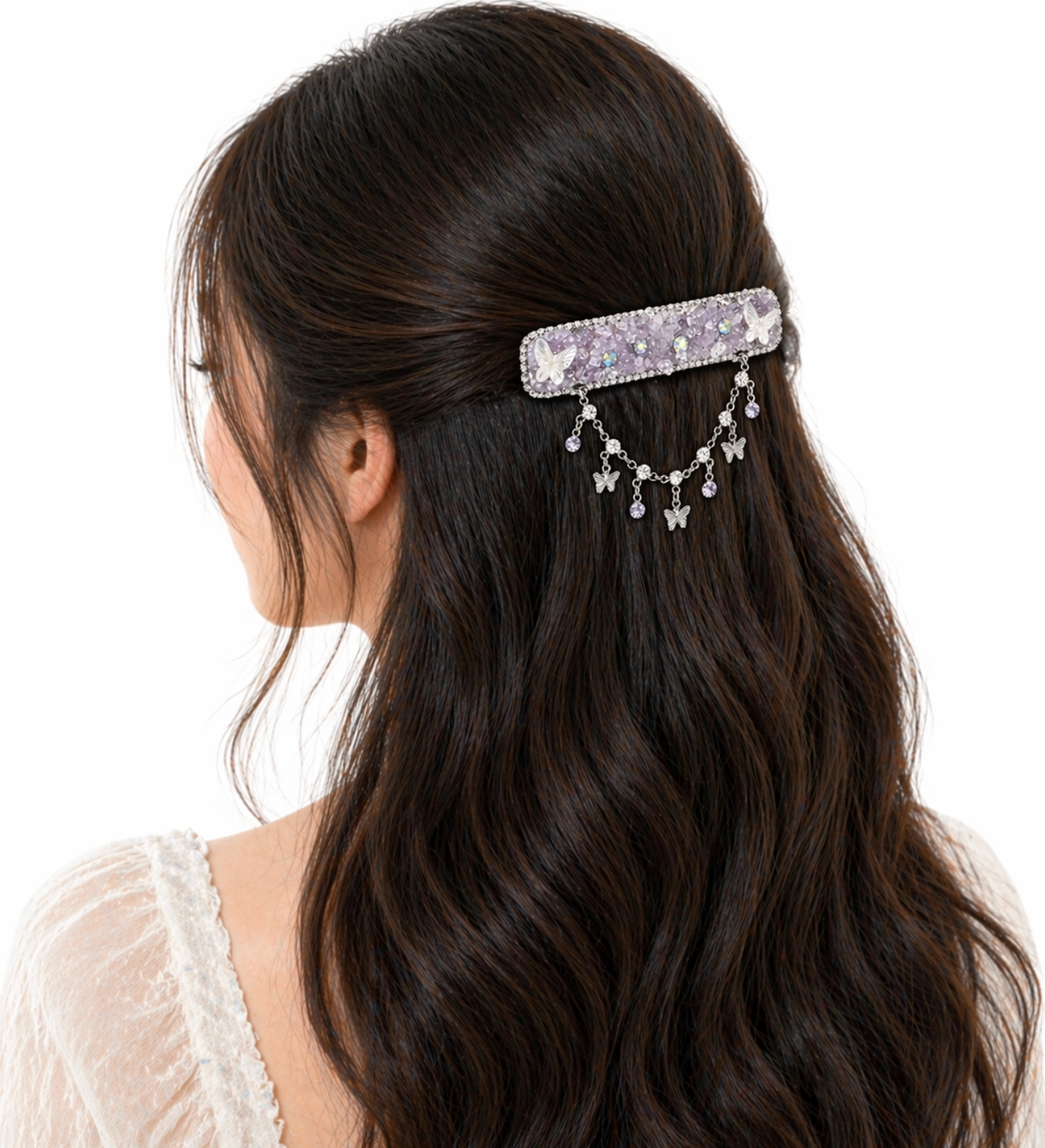 Crystal Star Hair Clip with Chain