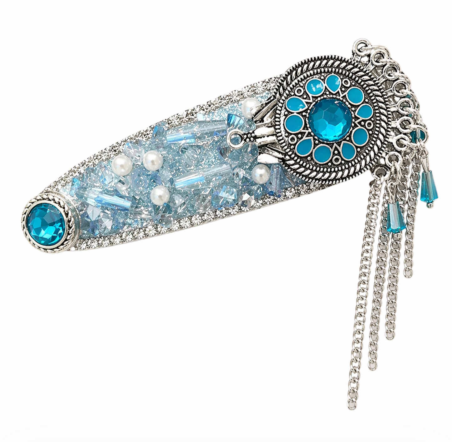 Blue Crystal Boho Hair Clip